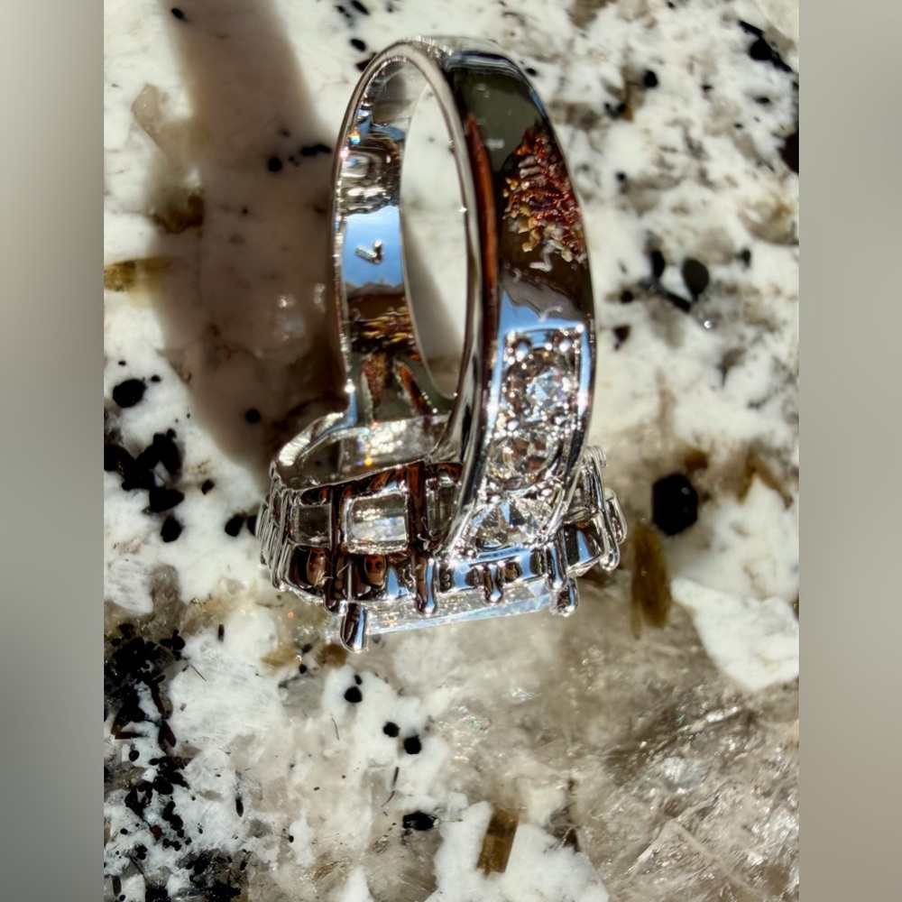NVC Nataliya V Collister Avon Silver Plated CZ Cocktail HALO Ring_Kyra_SZ 7 - Picture 9 of 10